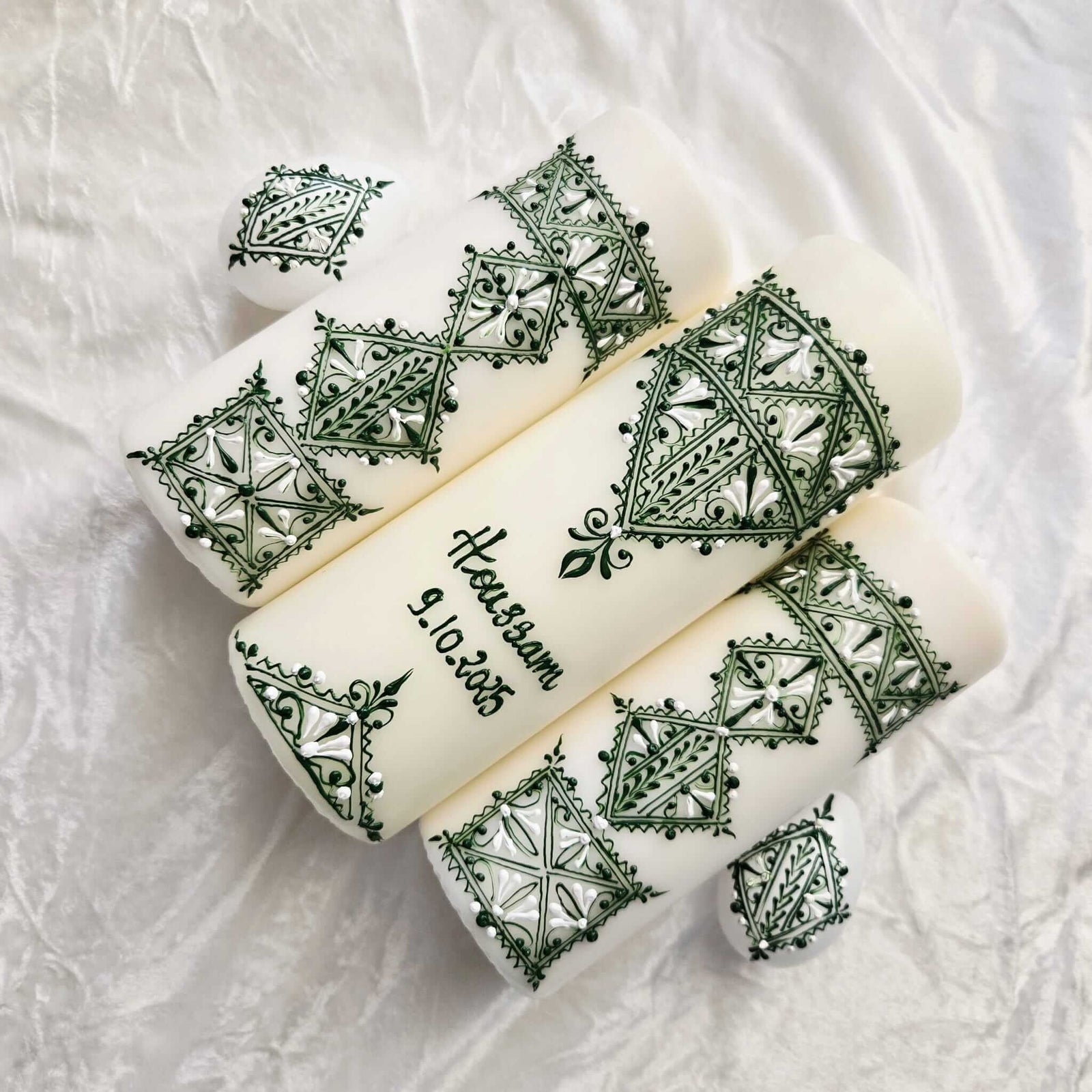 Bougie fessi vert et blanc Henné