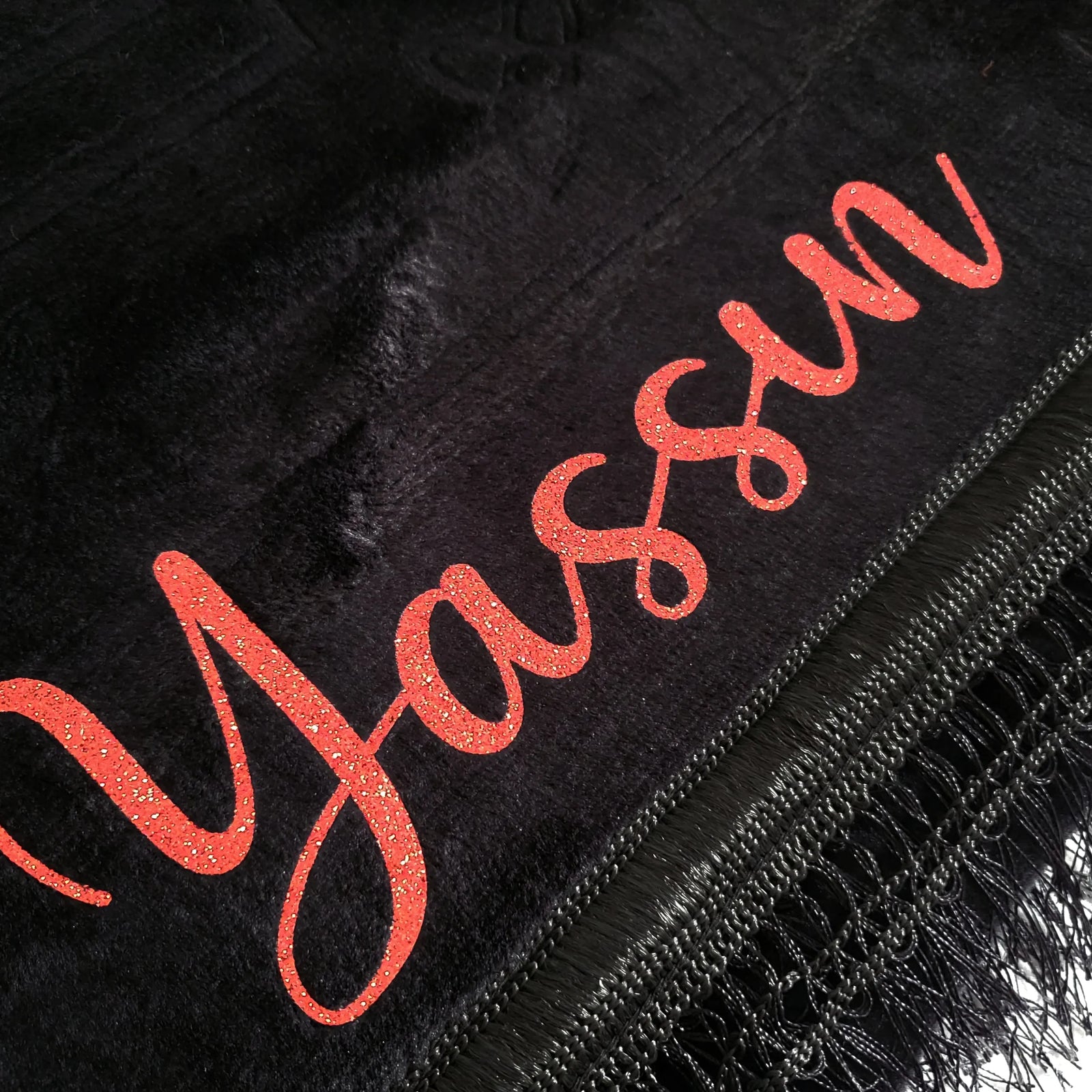 Tapis de prière épais noir Ébène Personnalisé