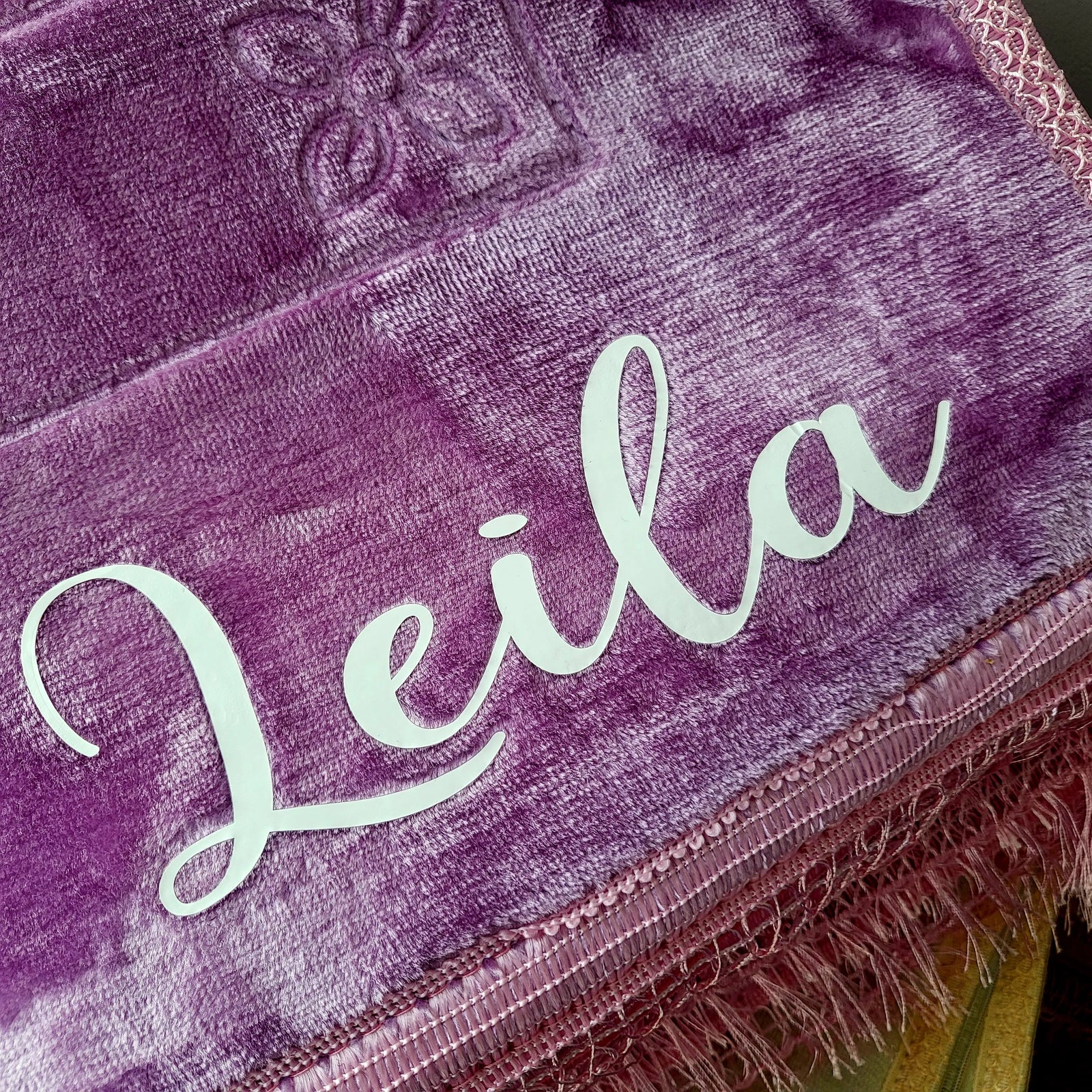 Tapis de prière épais rose clair personnalisé