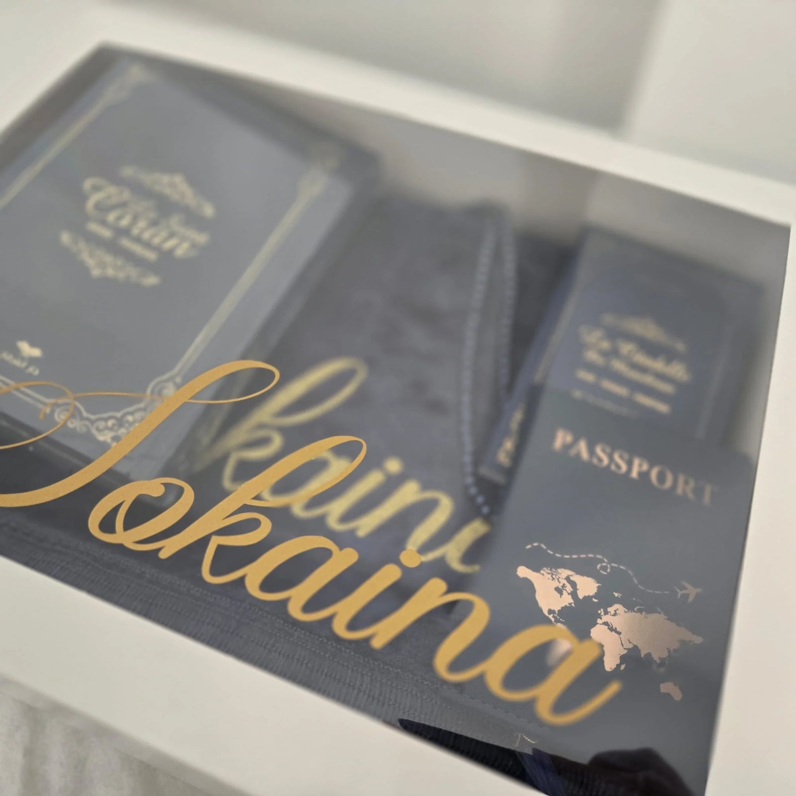 Coffret coran tapis de prière Bleu nuit femme homme