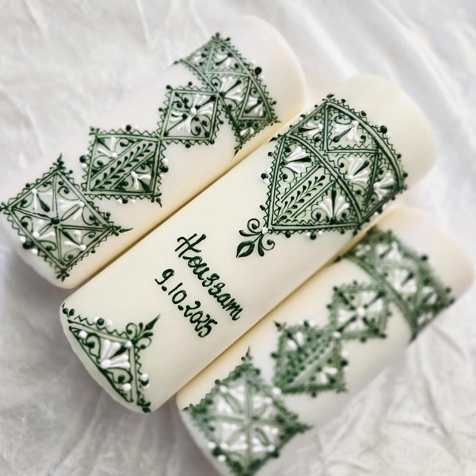 Bougie fessi vert et blanc Henné