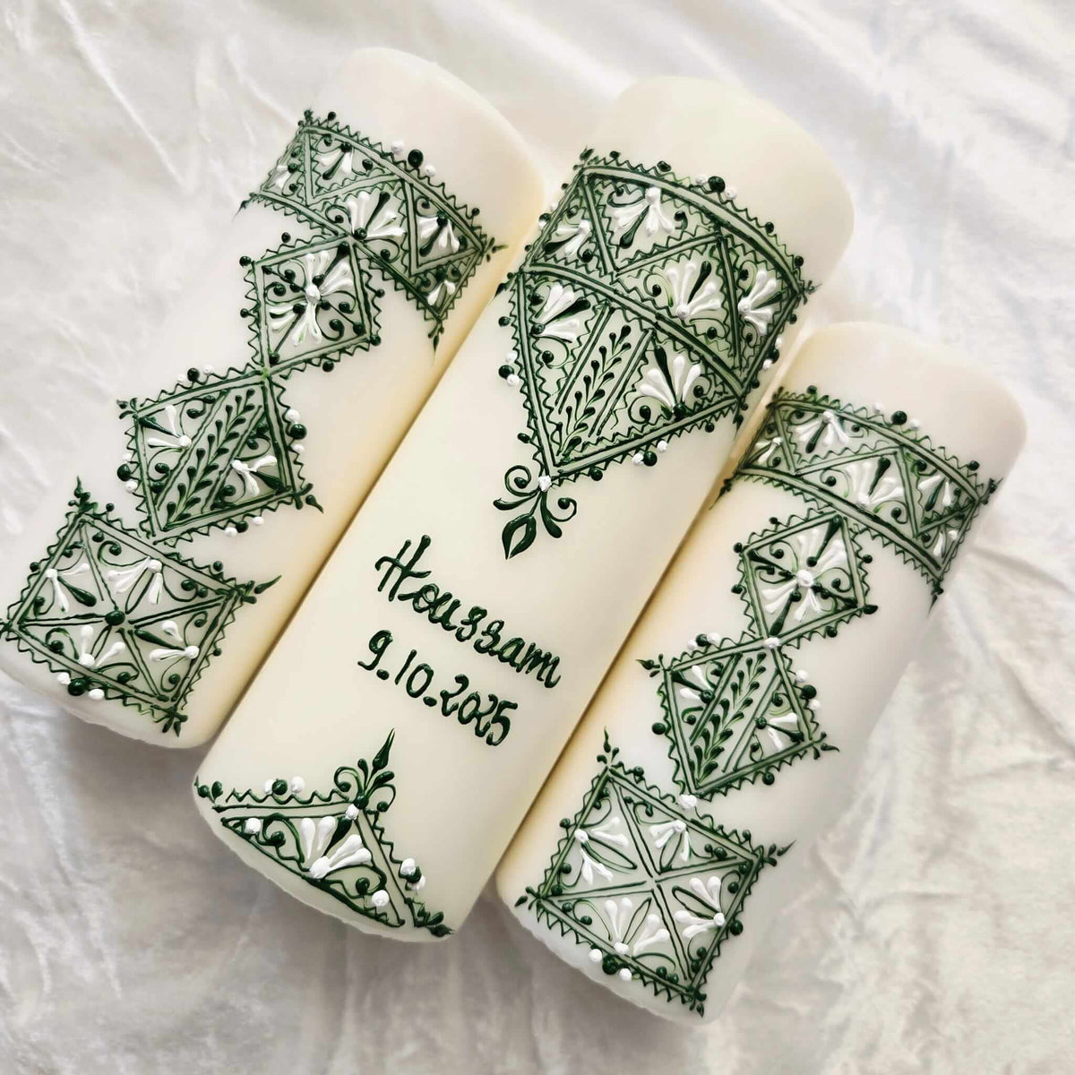 Bougie fessi vert et blanc Henné