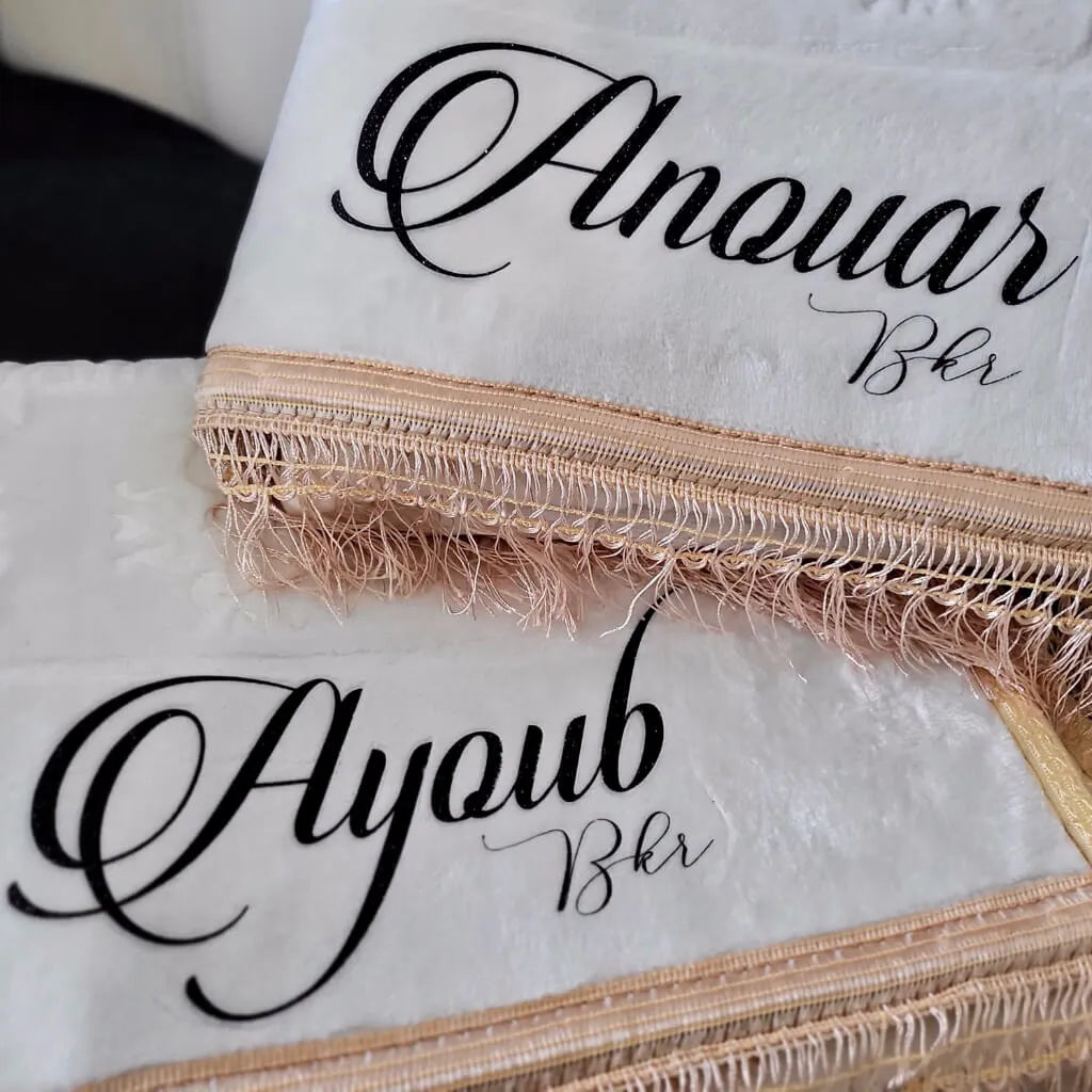 Tapis de prière épais blanc pur Personnalisé