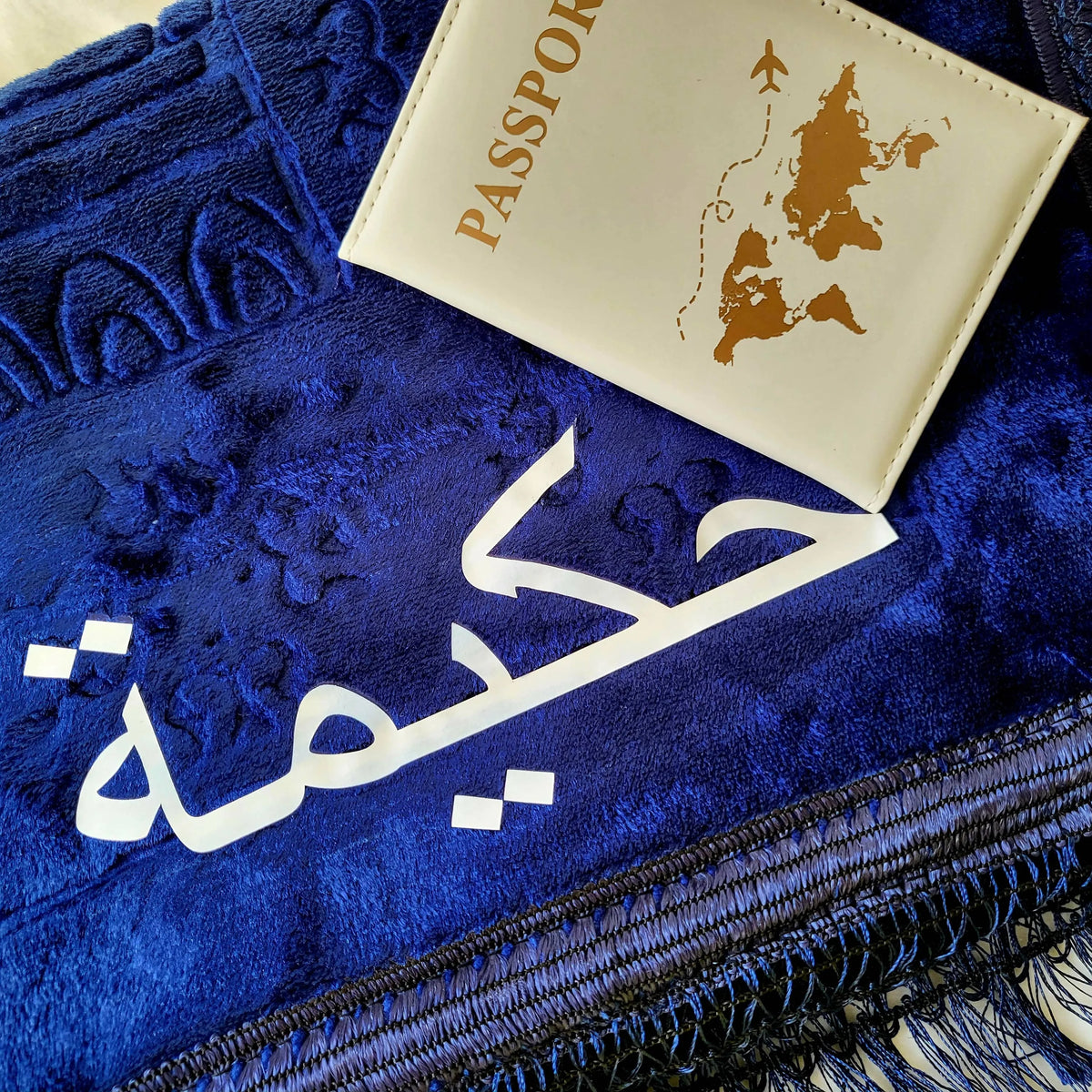 Tapis de prière épais bleu nuit