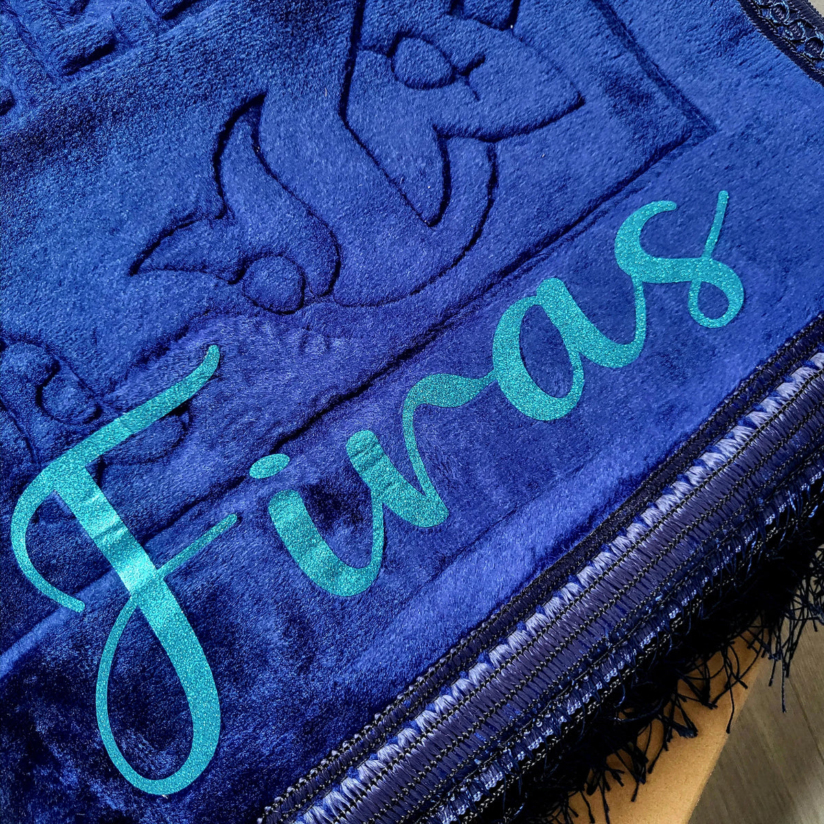 Tapis de prière épais bleu nuit