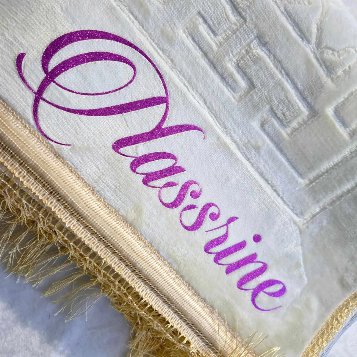 Tapis de prière épais blanc pur Personnalisé