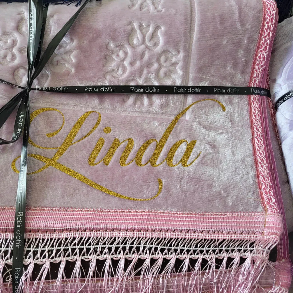 Tapis de prière épais rose clair personnalisé
