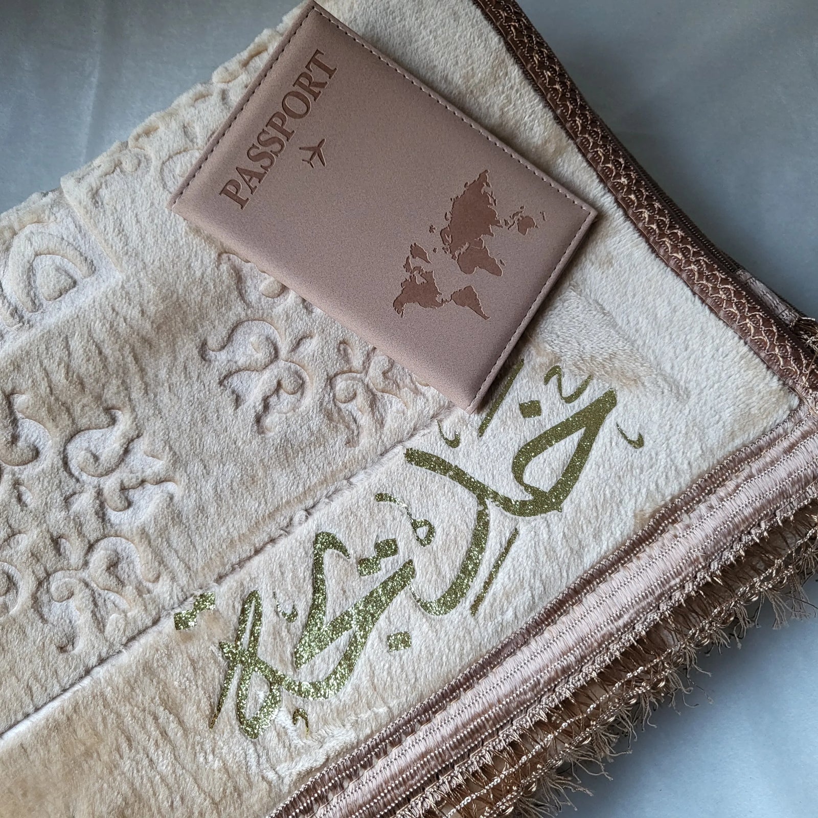 Tapis de prière épais Beige pure