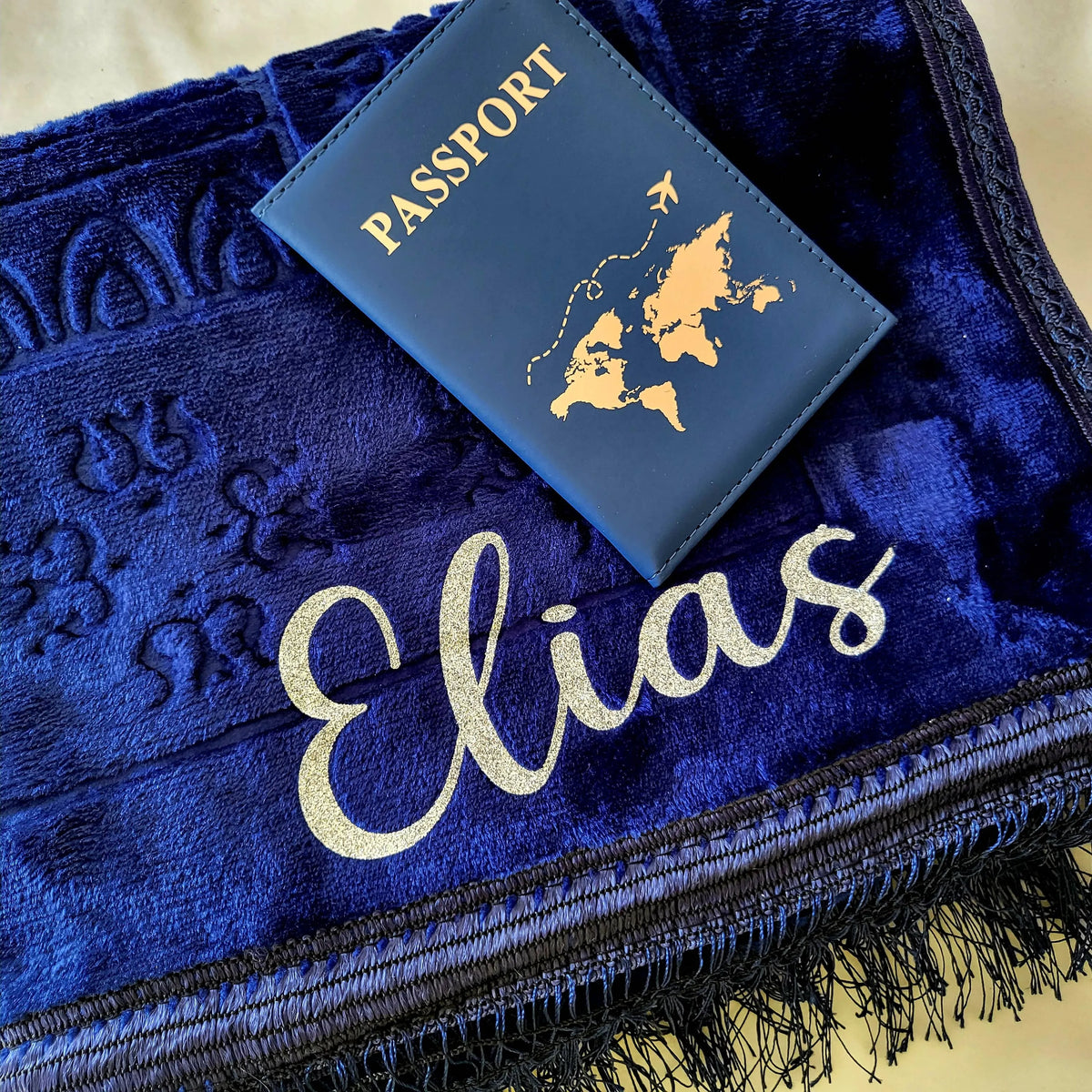 Tapis de prière épais bleu nuit