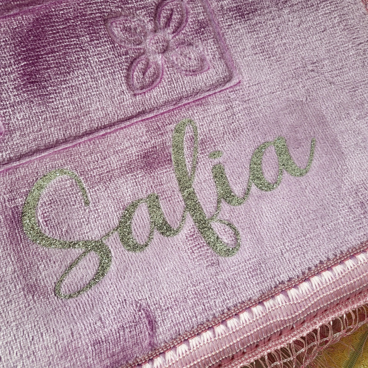 Tapis de prière épais rose clair personnalisé