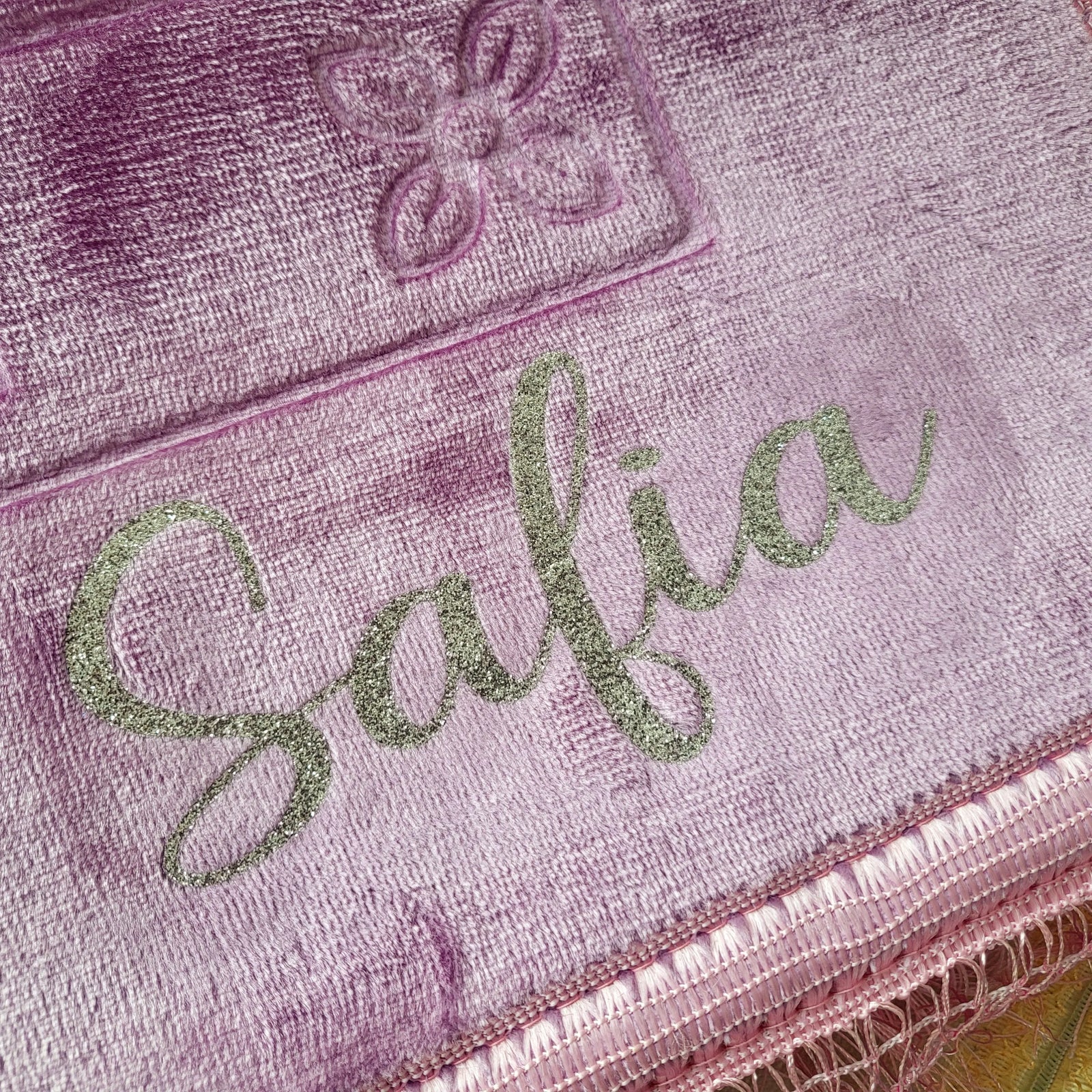 Tapis de prière épais rose clair personnalisé