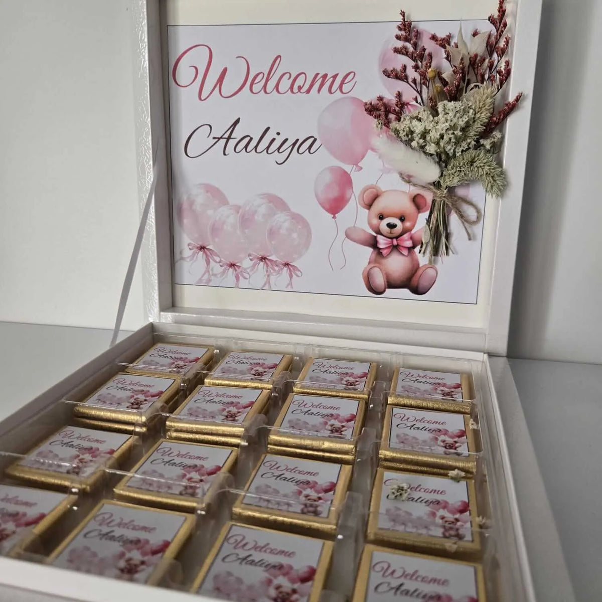 Boîte de chocolats personnalisée  naissance