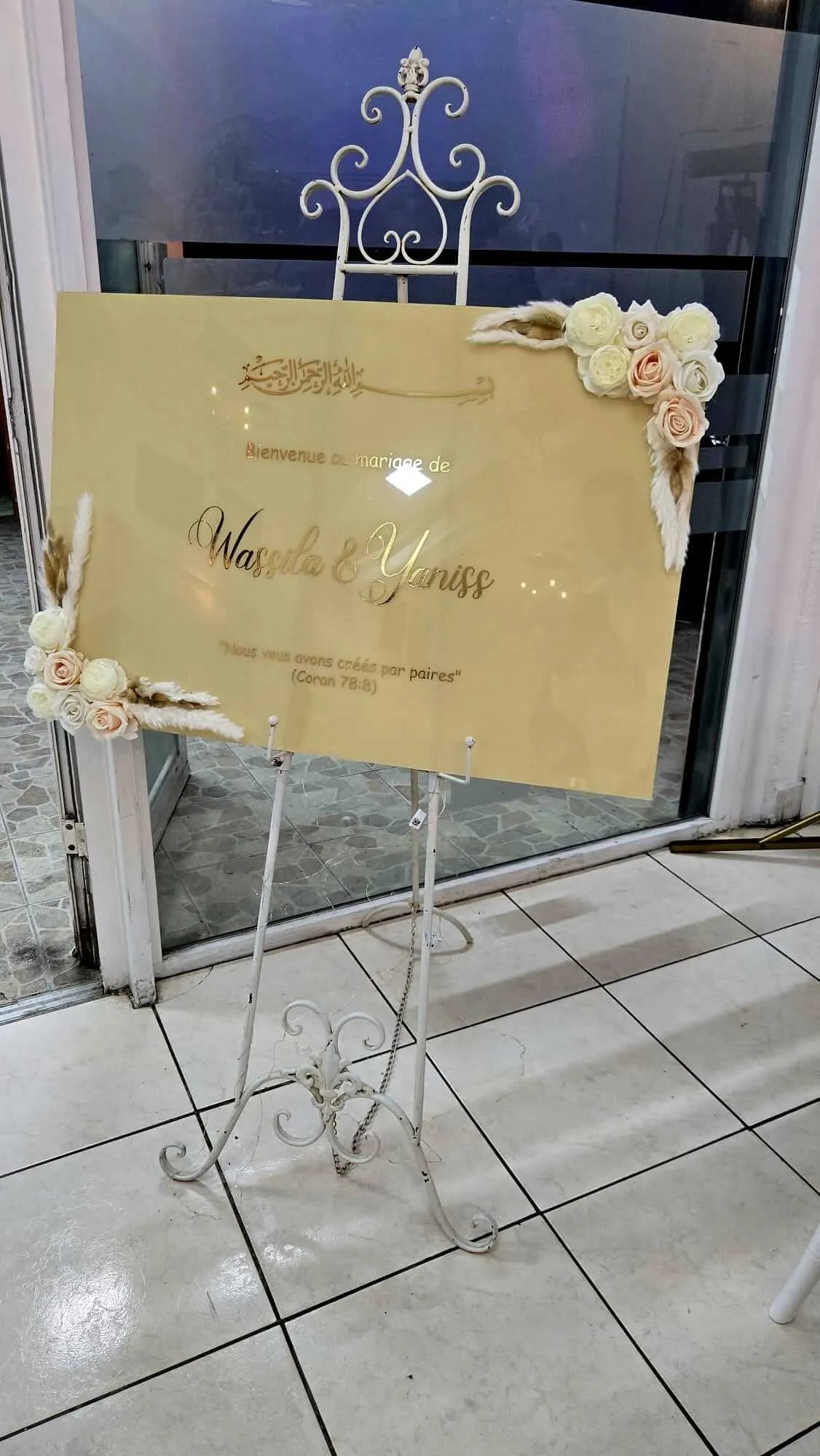 Panneau de bienvenue mariage fleurie